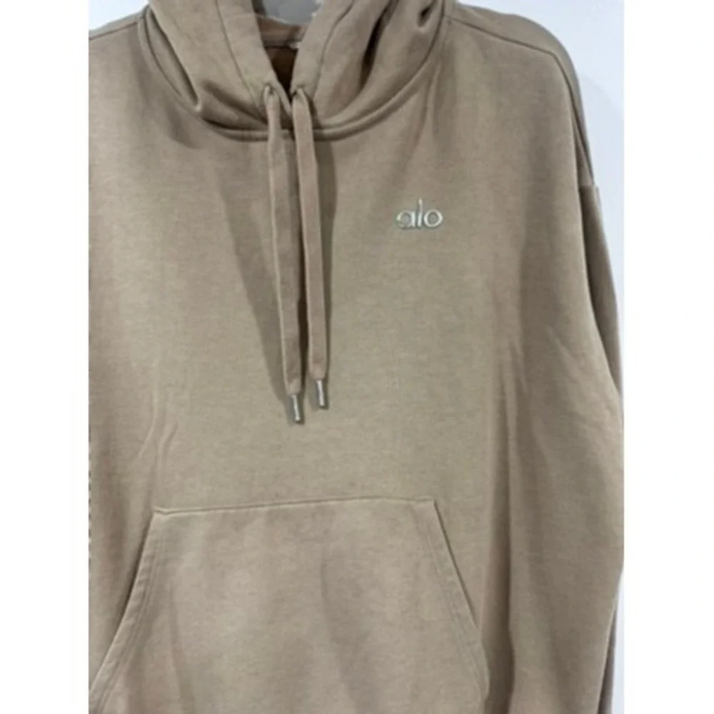 Alo Yoga Accolade Hoodie Taupe Brown Pullover Oversized Sweatshirt Women Small